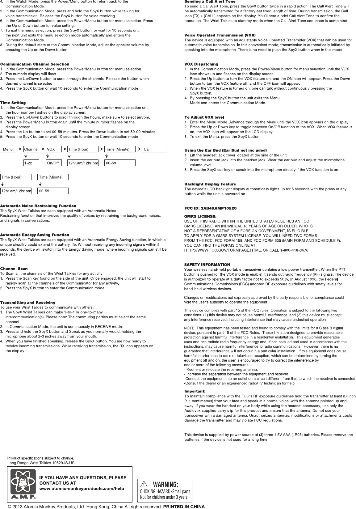 0.4Long Range Wrist Talkies 10520-IS-US