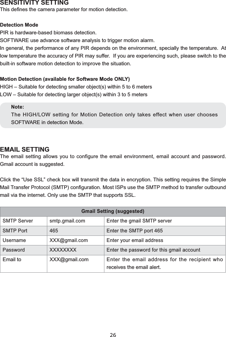 26Detection Mode  SMTP Port  465  Enter the SMTP port 465Username      Note: