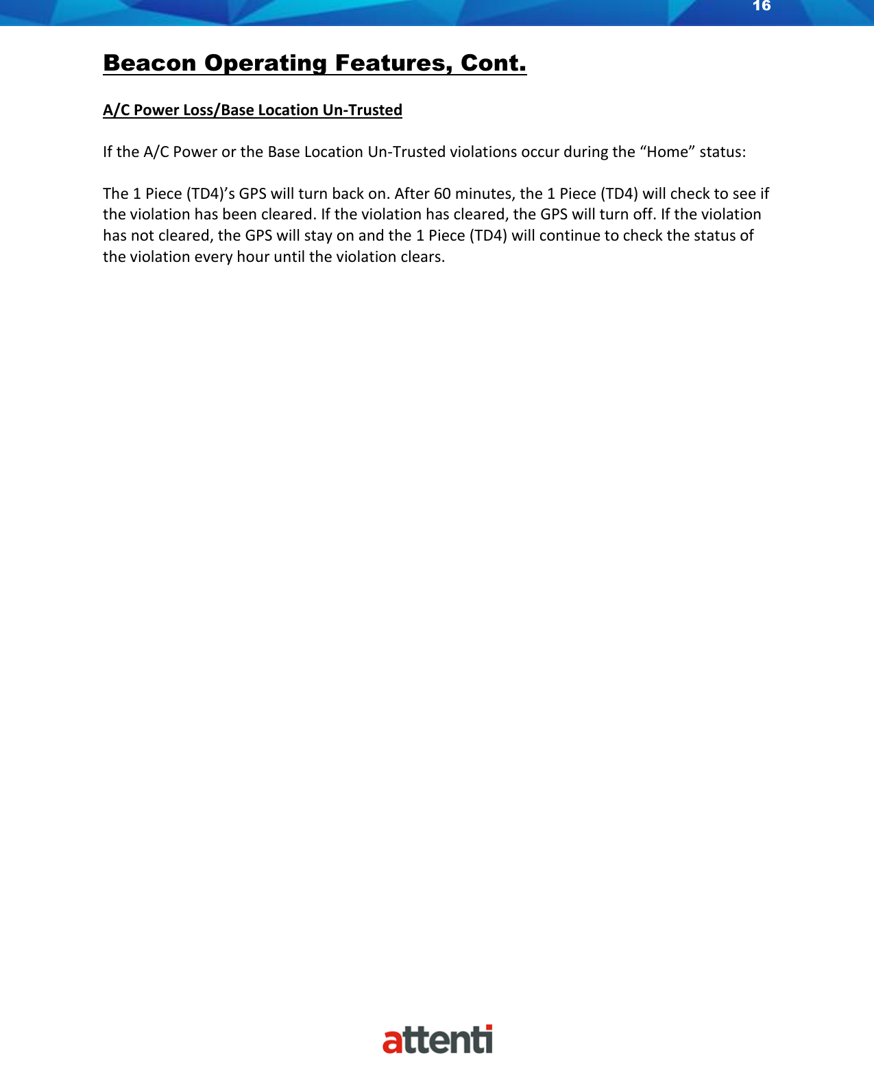 Page 16 of Attenti US TSSDB-830-5 1-Piece Home Curfew RF Monitoring Unit User Manual 