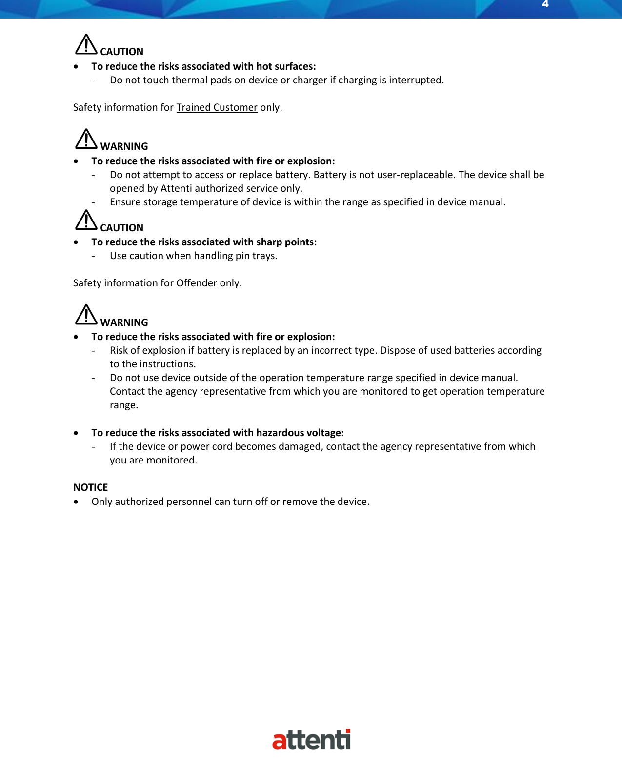 Page 4 of Attenti US TSSDB-830-5 1-Piece Home Curfew RF Monitoring Unit User Manual 