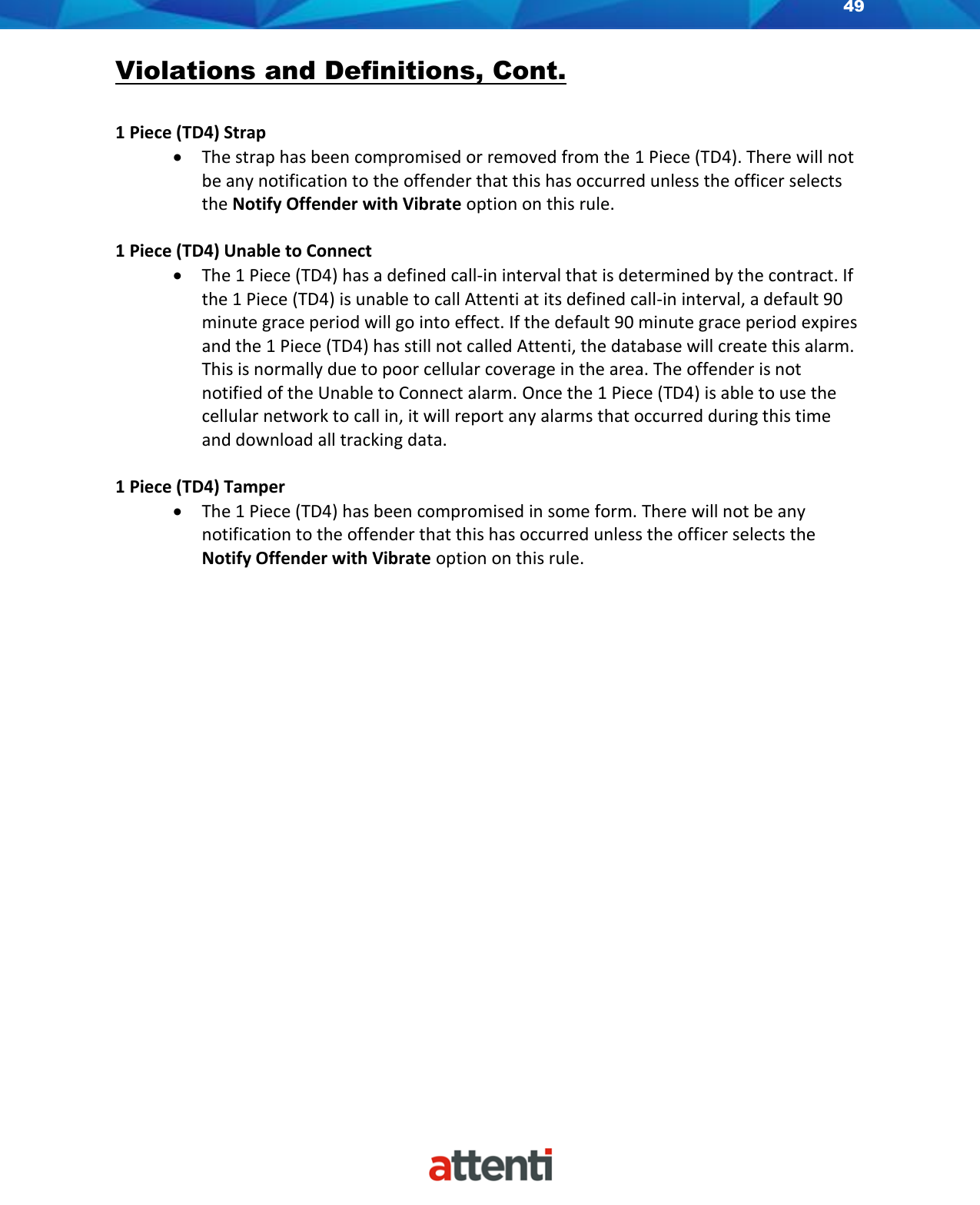 Page 49 of Attenti US TSSDB-830-5 1-Piece Home Curfew RF Monitoring Unit User Manual 