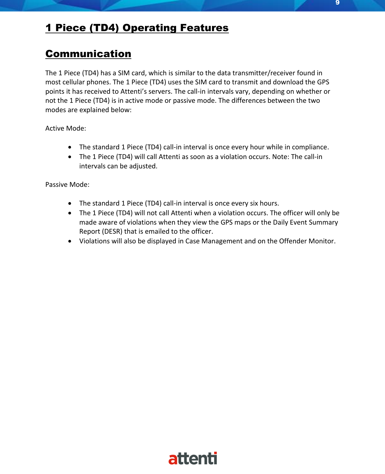 Page 9 of Attenti US TSSDB-830-5 1-Piece Home Curfew RF Monitoring Unit User Manual 