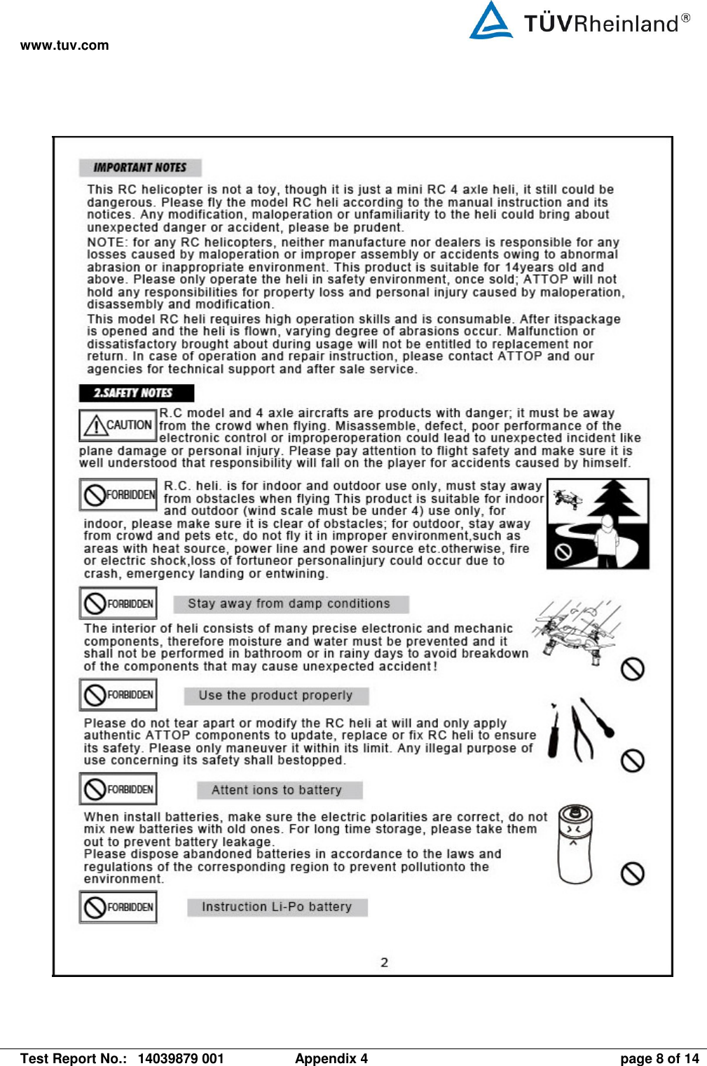www.tuv.com   Test Report No.:  14039879 001  Appendix 4  page 8 of 14  