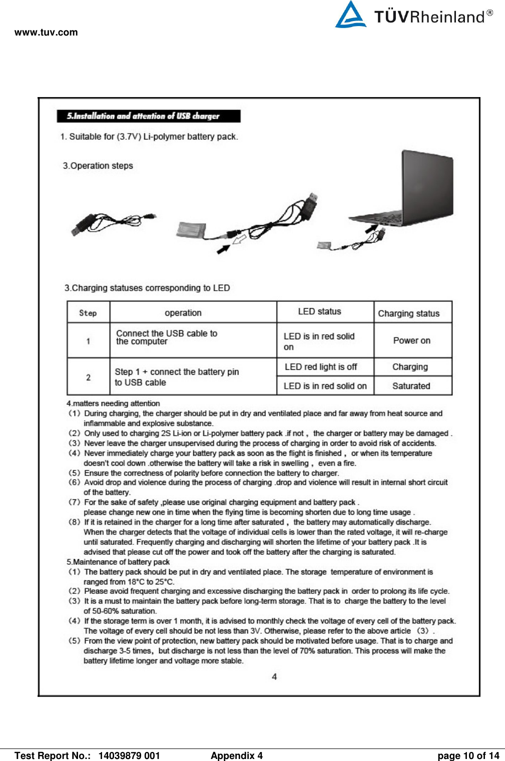 www.tuv.com   Test Report No.:  14039879 001  Appendix 4  page 10 of 14  