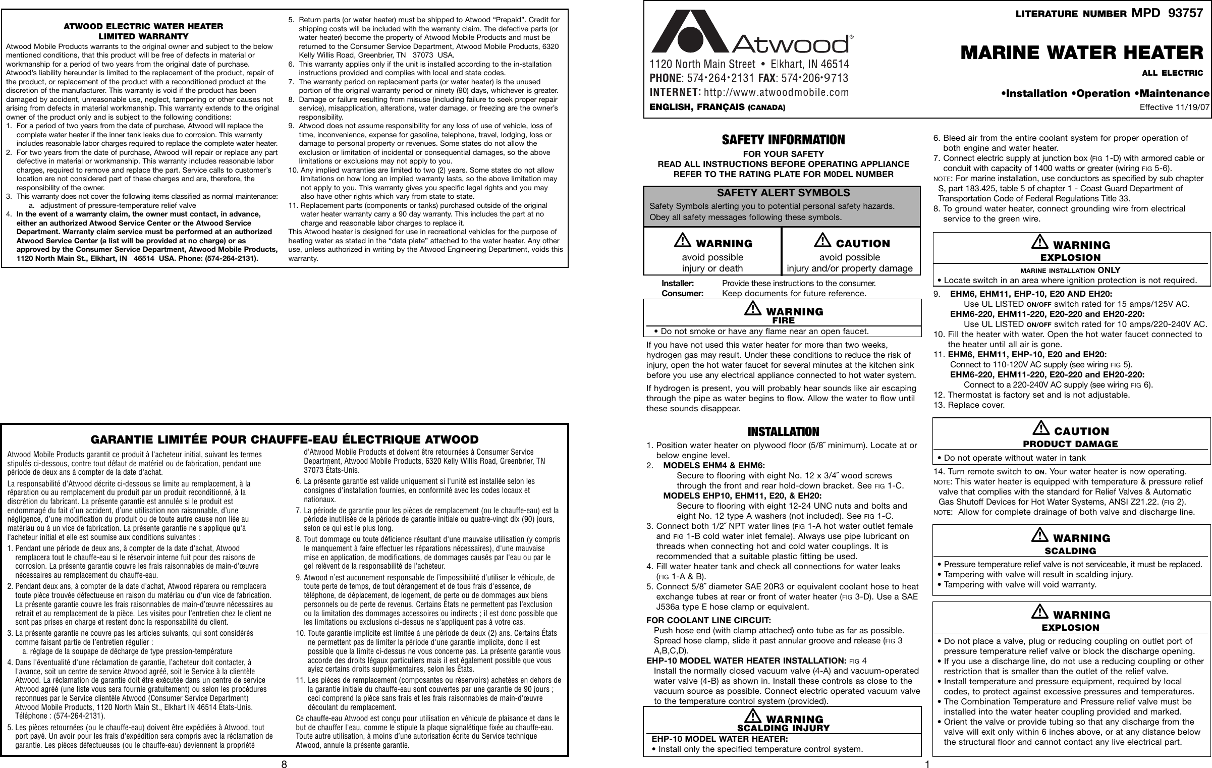 Atwood Mobile Products E20 Users Manual MPD 93757 7.29.04