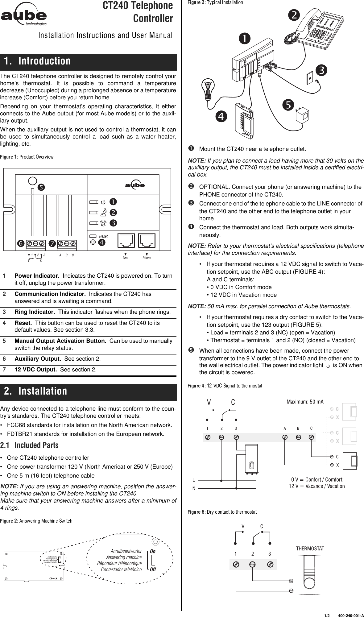 Aube Technologies Ct240 Users Manual CT240_ENG