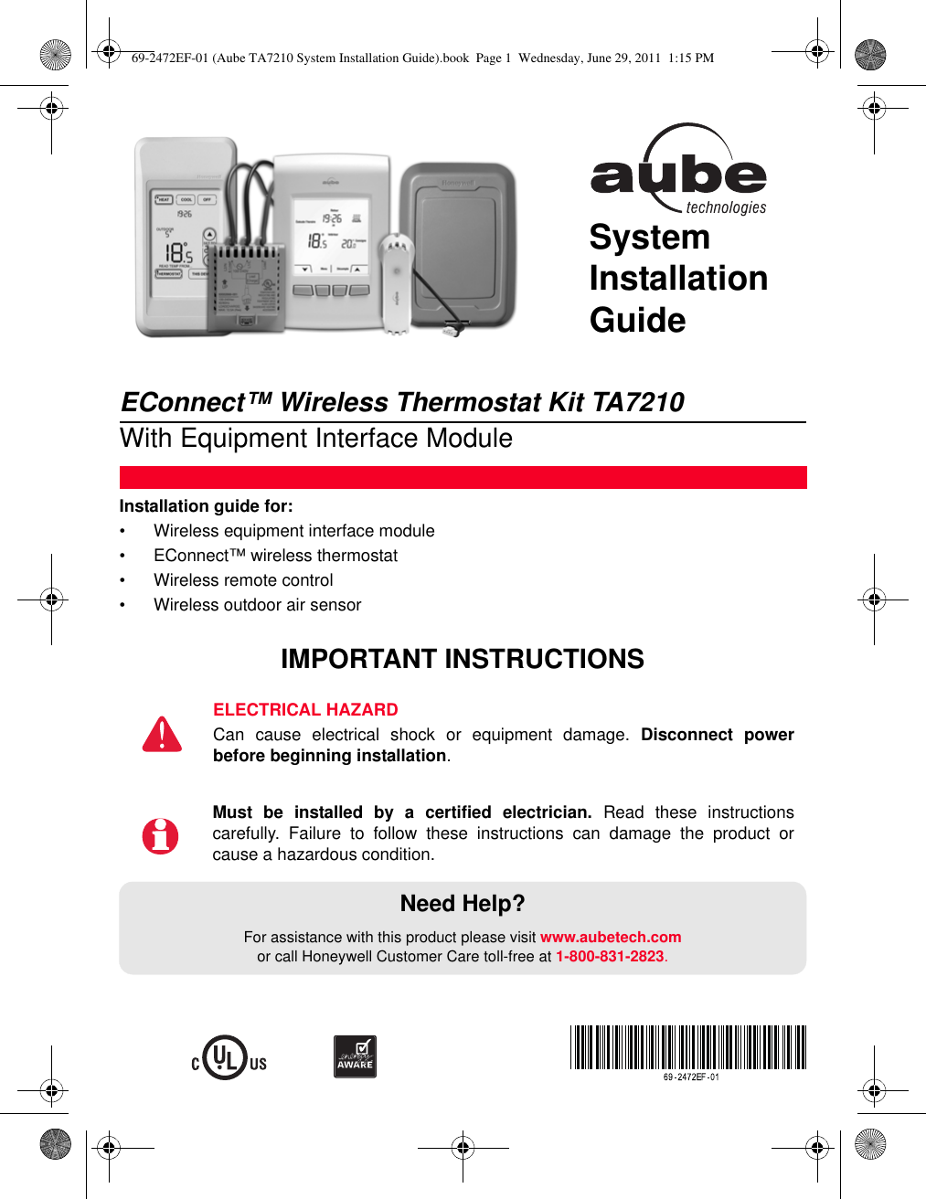 Aube Technologies Econnect Ta7210 Users Manual 69 2472EF 01 (Aube ...