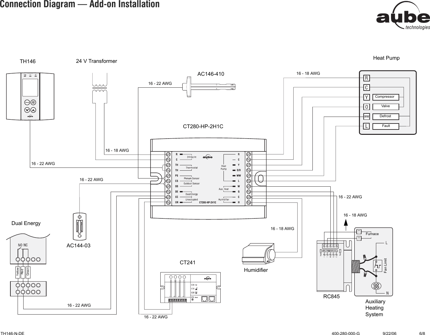 Page 6 of 8 - Aube-Technologies Aube-Technologies-Non-Programmable-Heat-Pump-Controller-Th146-N-De-Users-Manual- 400-280-000-G (TH146-N-DE) ENG (print At 90% Scale)  Aube-technologies-non-programmable-heat-pump-controller-th146-n-de-users-manual