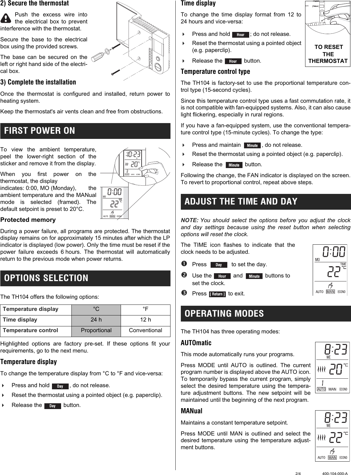 Page 2 of 5 - Aube-Technologies Aube-Technologies-Th104-Users-Manual- TH104_ENG  Aube-technologies-th104-users-manual