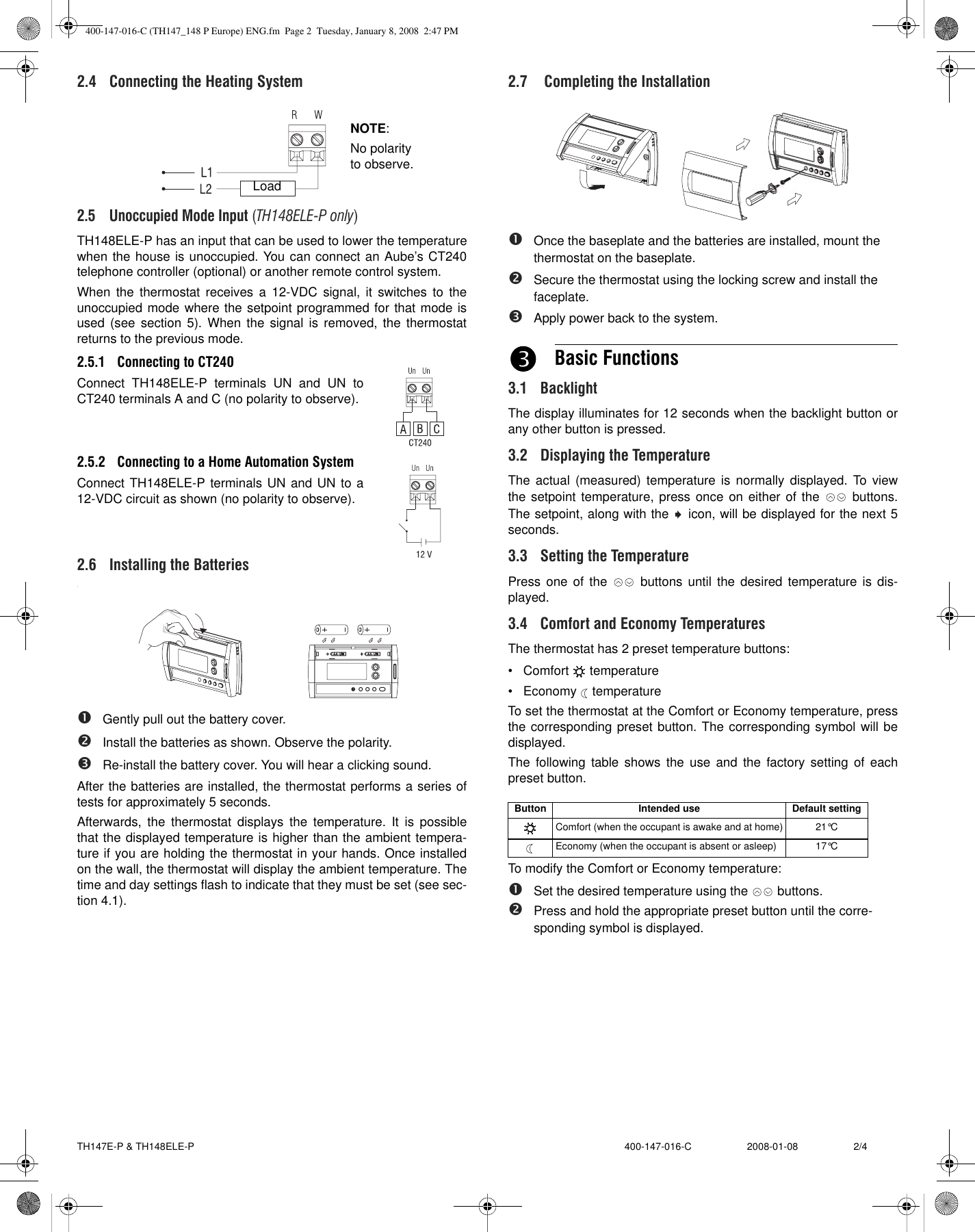 Page 2 of 4 - Aube-Technologies Aube-Technologies-Th147E-P-Users-Manual- 400-147-016-C (TH147_148 P Europe) ENG Aube-technologies-th147e-p-users-manual