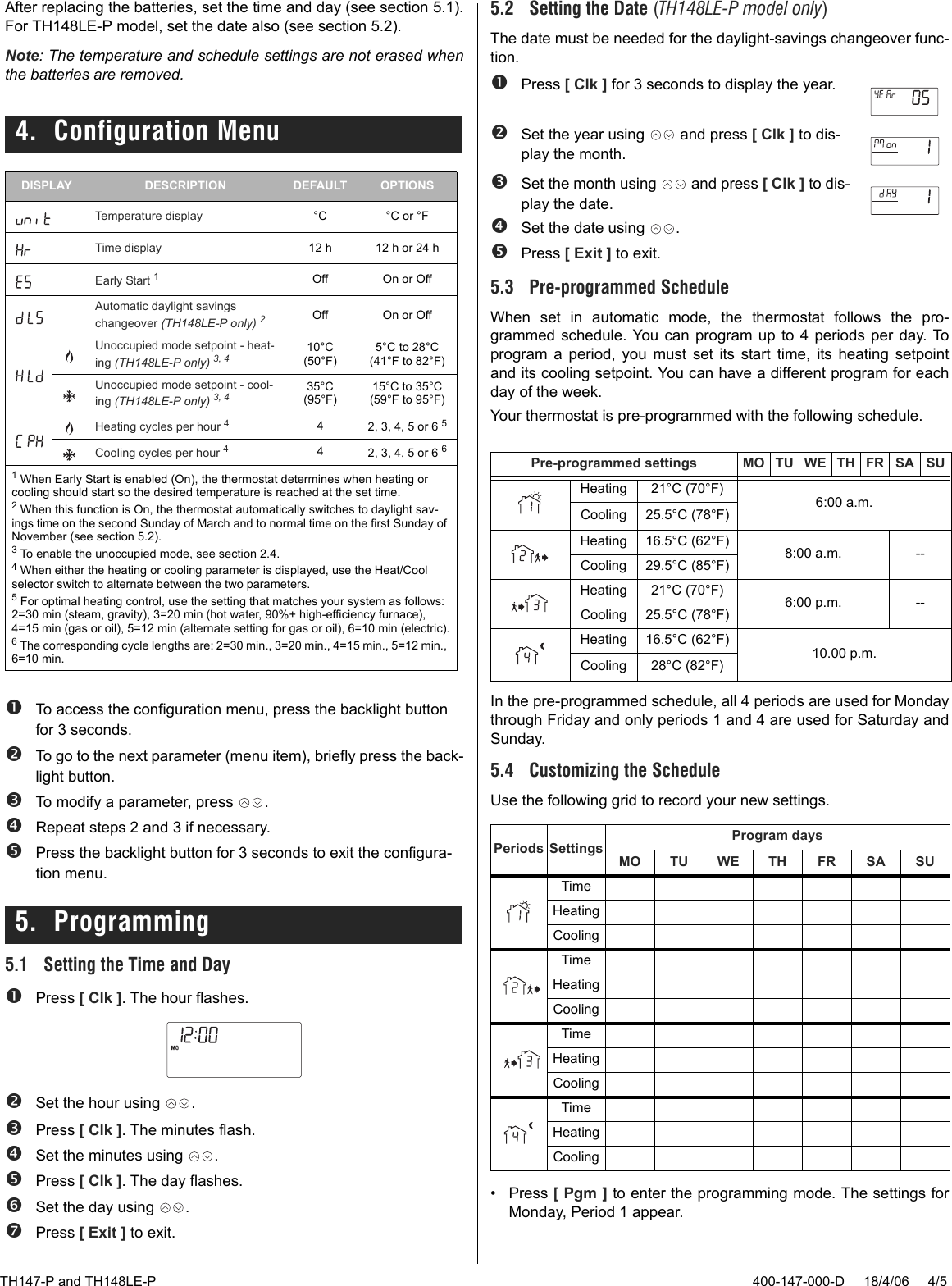 Page 4 of 5 - Aube-Technologies Aube-Technologies-Th147-P-Users-Manual- 400-147-000-D (TH147_TH148 P Aube) ENG  Aube-technologies-th147-p-users-manual