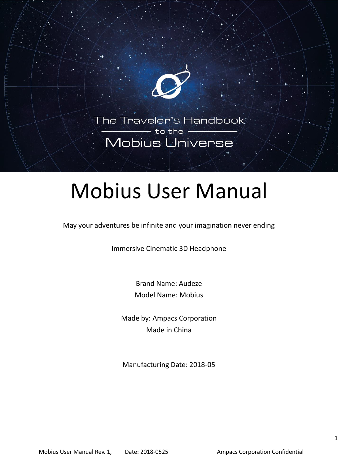 Page 1 of Audeze MOBIUS Immersive Cinematic 3D Audio Headphone User Manual 
