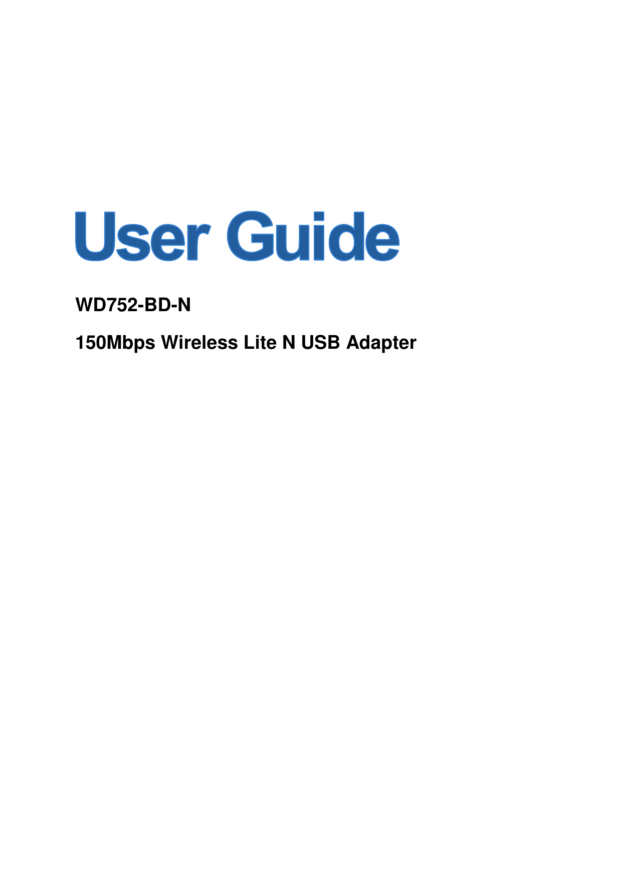     WD752-BD-N 150Mbps Wireless Lite N USB Adapter  