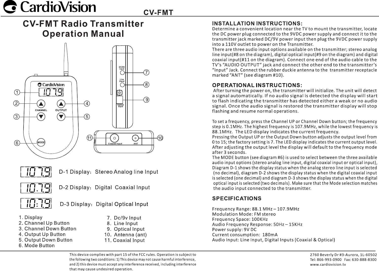 Audio Resource Group CVFMT FM audio transmitter User Manual Users manual