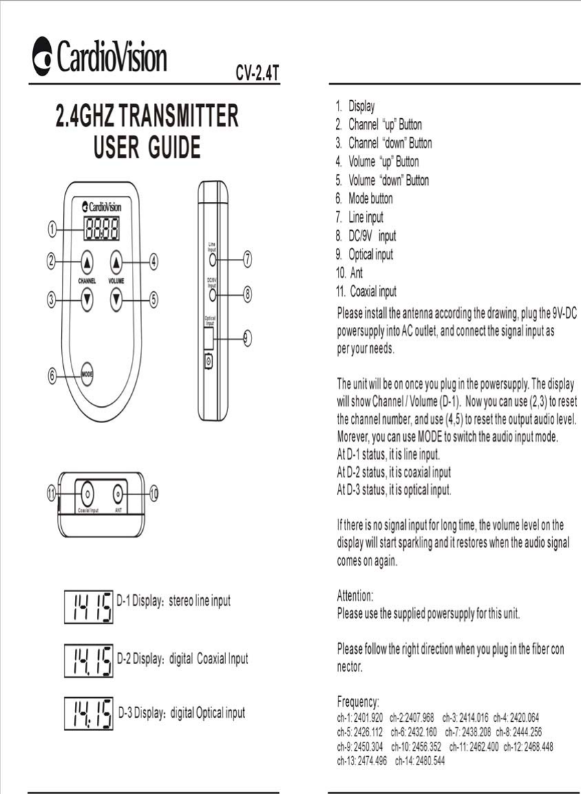 Audio Resource Group TCV24T 2.4GHz transmitter User Manual 2