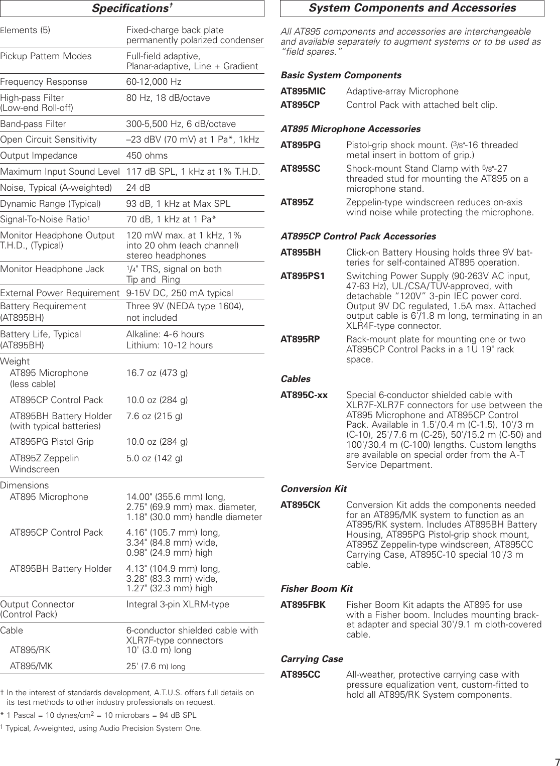 Page 7 of 8 - Audio-Technica Audio-Technica-At895-Users-Manual- P51171-x/AT895 OwnMan  Audio-technica-at895-users-manual