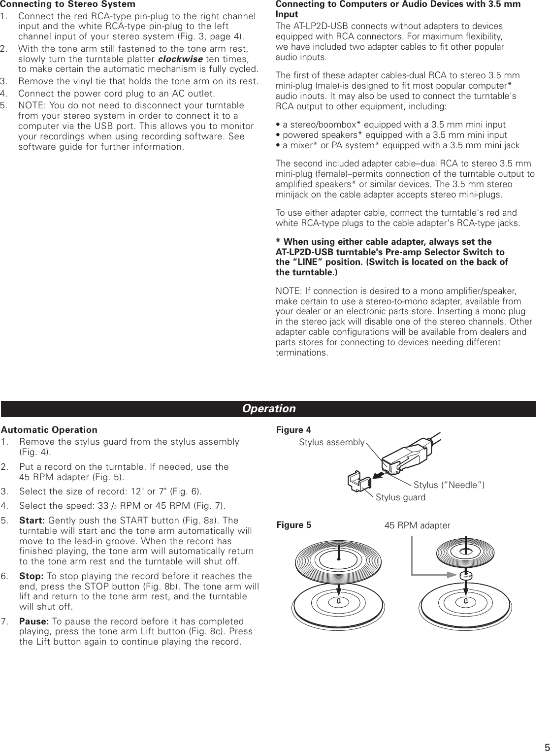 Page 5 of 8 - Audio-Technica Audio-Technica-At-Lp2D-Usb-Users-Manual- AT-LP2D USB_OM  Audio-technica-at-lp2d-usb-users-manual