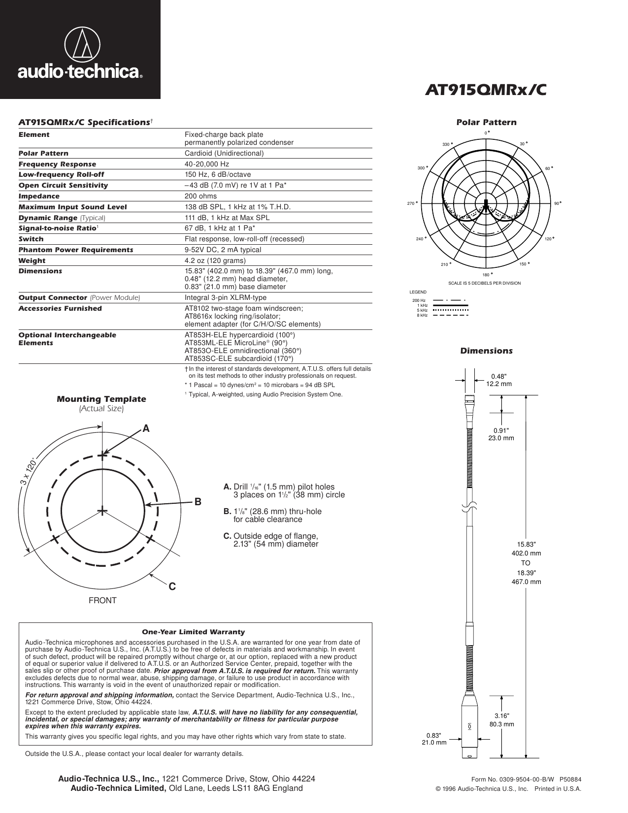 Page 2 of 2 - Audio-Technica Audio-Technica-Engineered-Sound-At915Qmrx-C-Users-Manual-  Audio-technica-engineered-sound-at915qmrx-c-users-manual