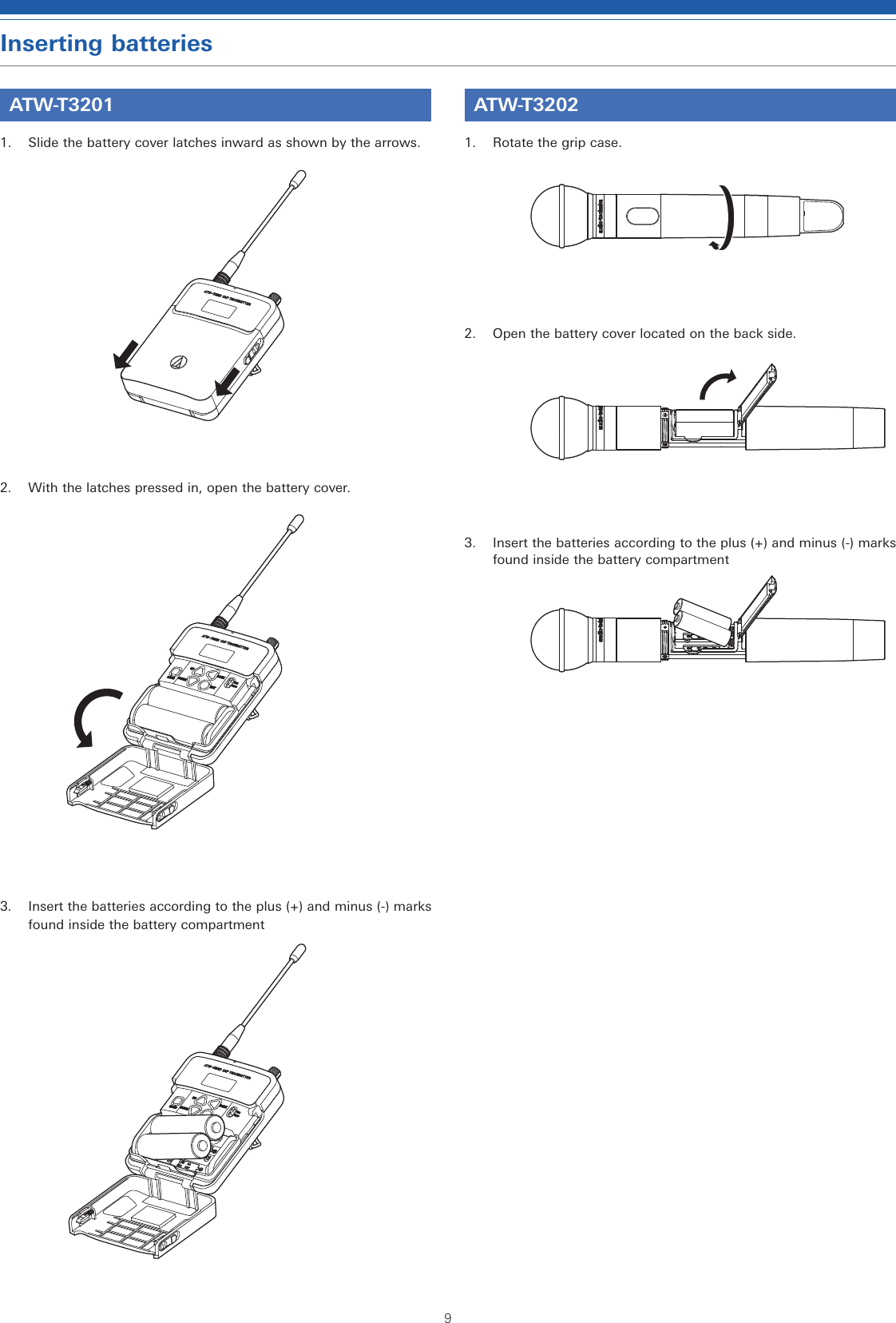 Page 10 of Audio Technica T3202EE1 3000 SERIES HANDHELD TRANSMITTER User Manual 