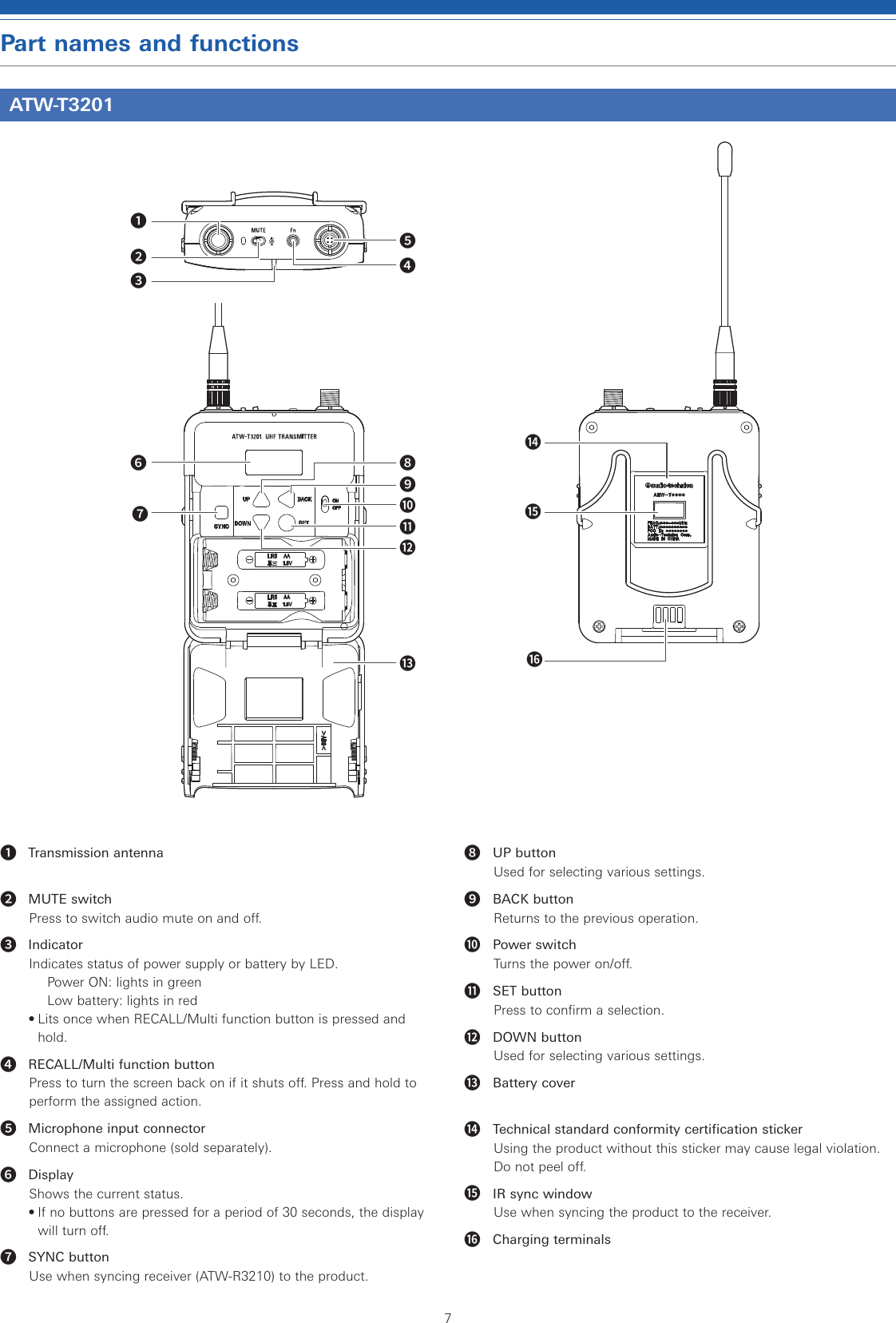 Page 8 of Audio Technica T3202EE1 3000 SERIES HANDHELD TRANSMITTER User Manual 