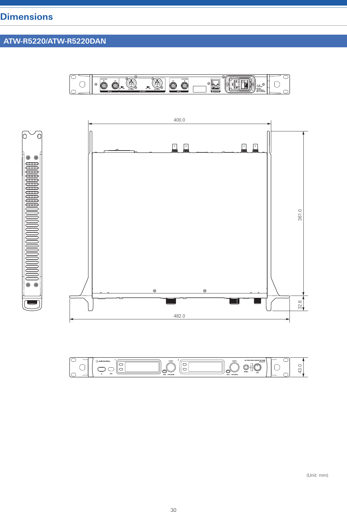 30(Unit: mm)DimensionsATW-R5220/ATW-R5220DAN482.0400.032.843.0 361.0