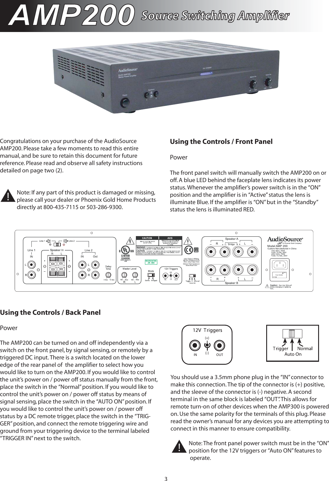 Page 3 of 6 - Audiosource Audiosource-Audiosource-Stereo-Amplifier-Amp200-Users-Manual- Page-1  Audiosource-audiosource-stereo-amplifier-amp200-users-manual