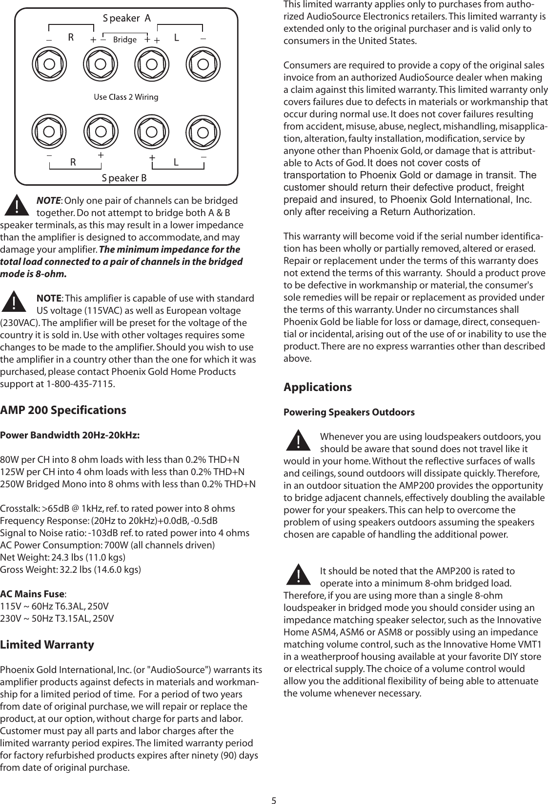 Page 5 of 6 - Audiosource Audiosource-Audiosource-Stereo-Amplifier-Amp200-Users-Manual- Page-1  Audiosource-audiosource-stereo-amplifier-amp200-users-manual