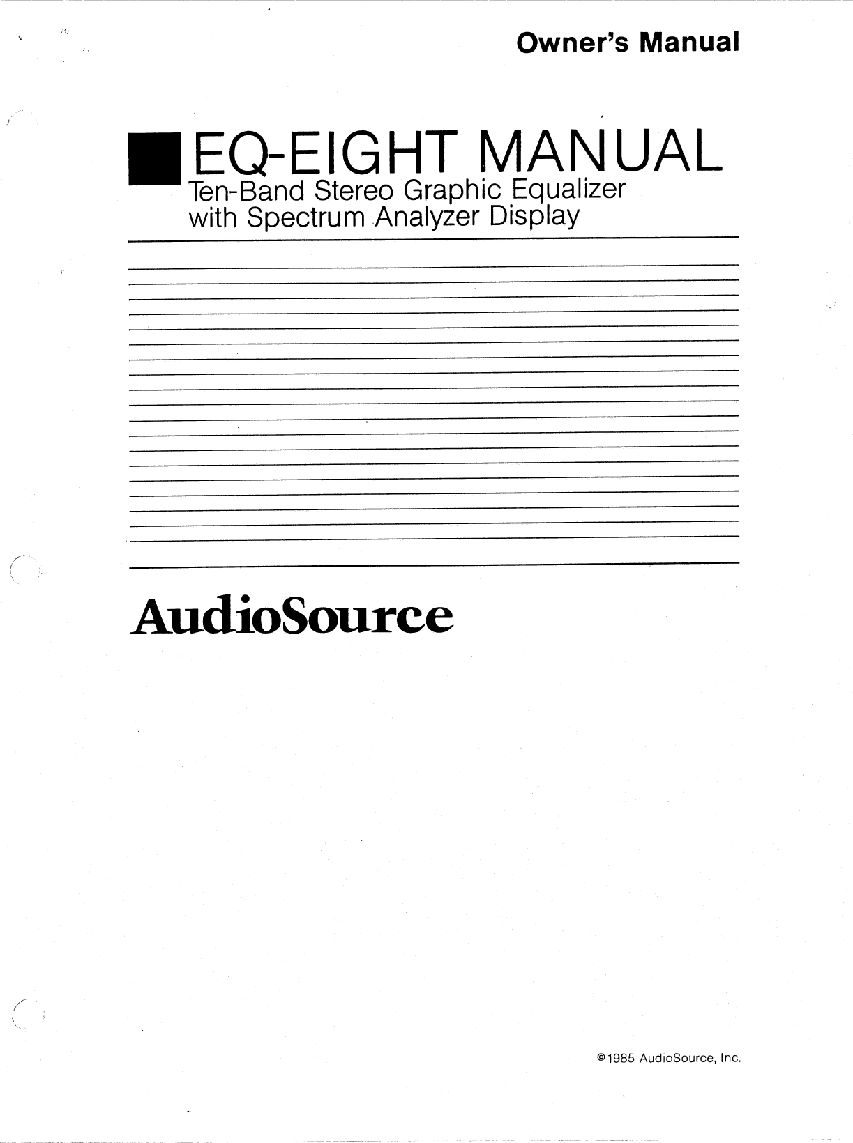 Audiosource Stereo Equalizer Eq 200 Users Manual