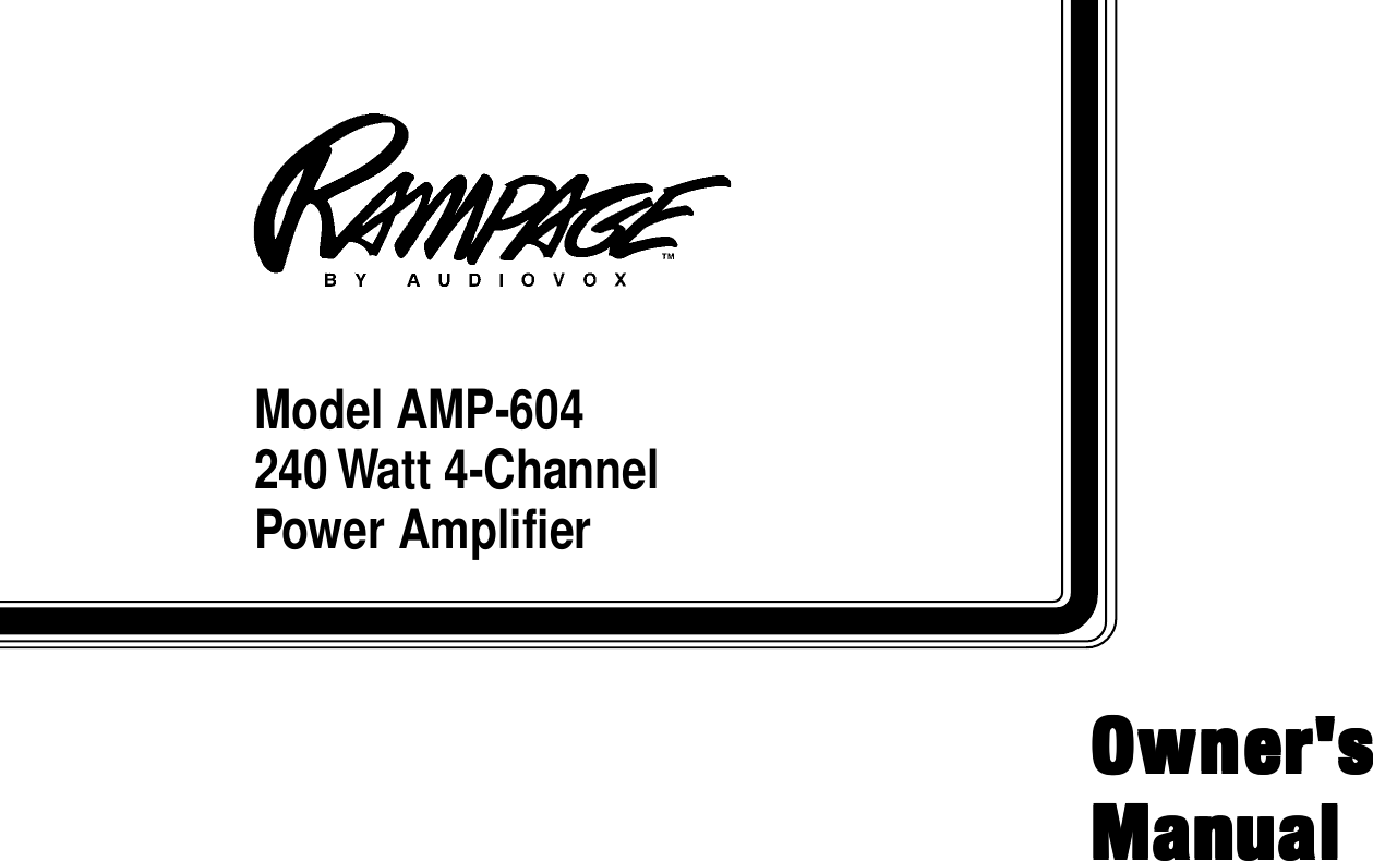 Page 1 of 12 - Audiovox Audiovox-Amp-604-Users-Manual- 1286017  Audiovox-amp-604-users-manual