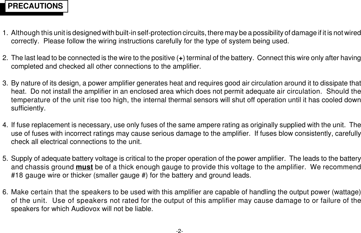 Page 4 of 12 - Audiovox Audiovox-Amp-604-Users-Manual- 1286017  Audiovox-amp-604-users-manual