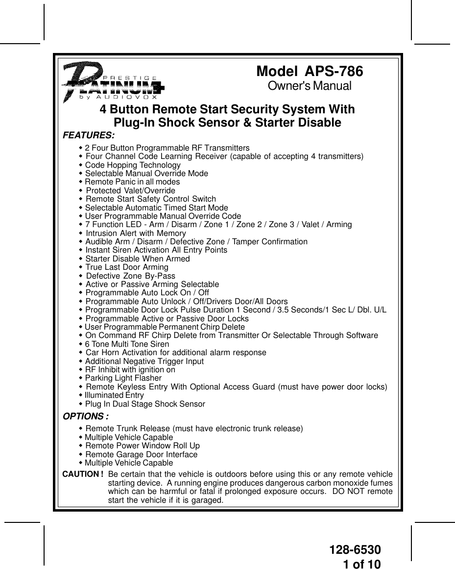 Page 1 of 10 - Audiovox Audiovox-Aps-786-Users-Manual- 1286530  Audiovox-aps-786-users-manual