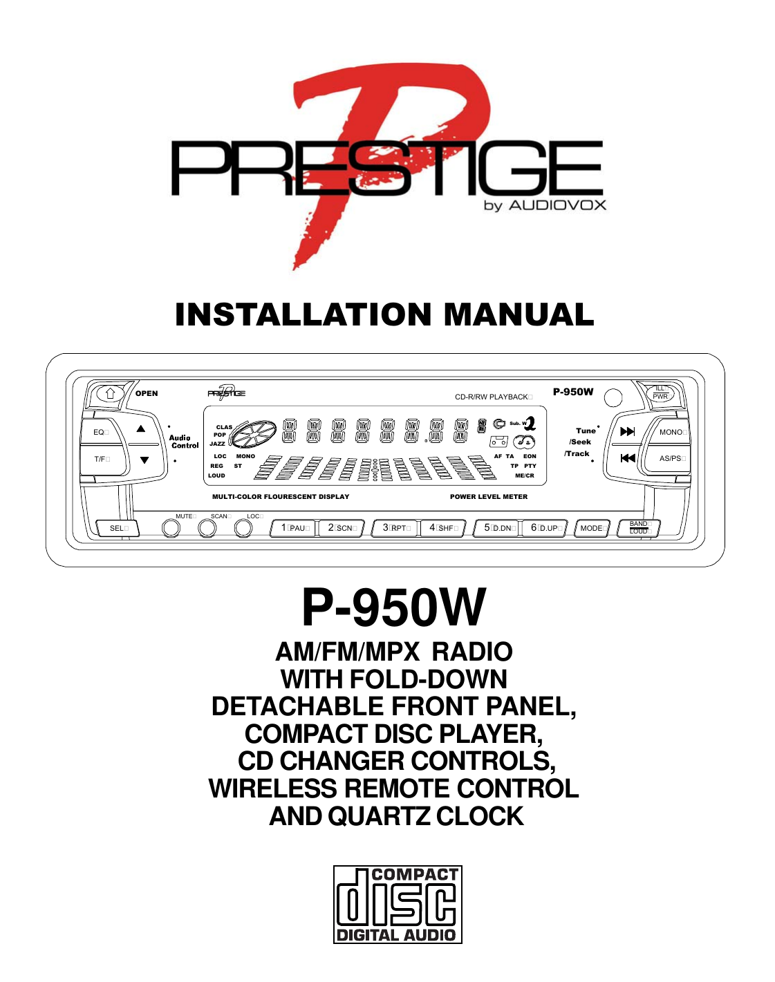 Page 1 of 6 - Audiovox Audiovox-Prestige-P-950W-Users-Manual- 1286267  Audiovox-prestige-p-950w-users-manual
