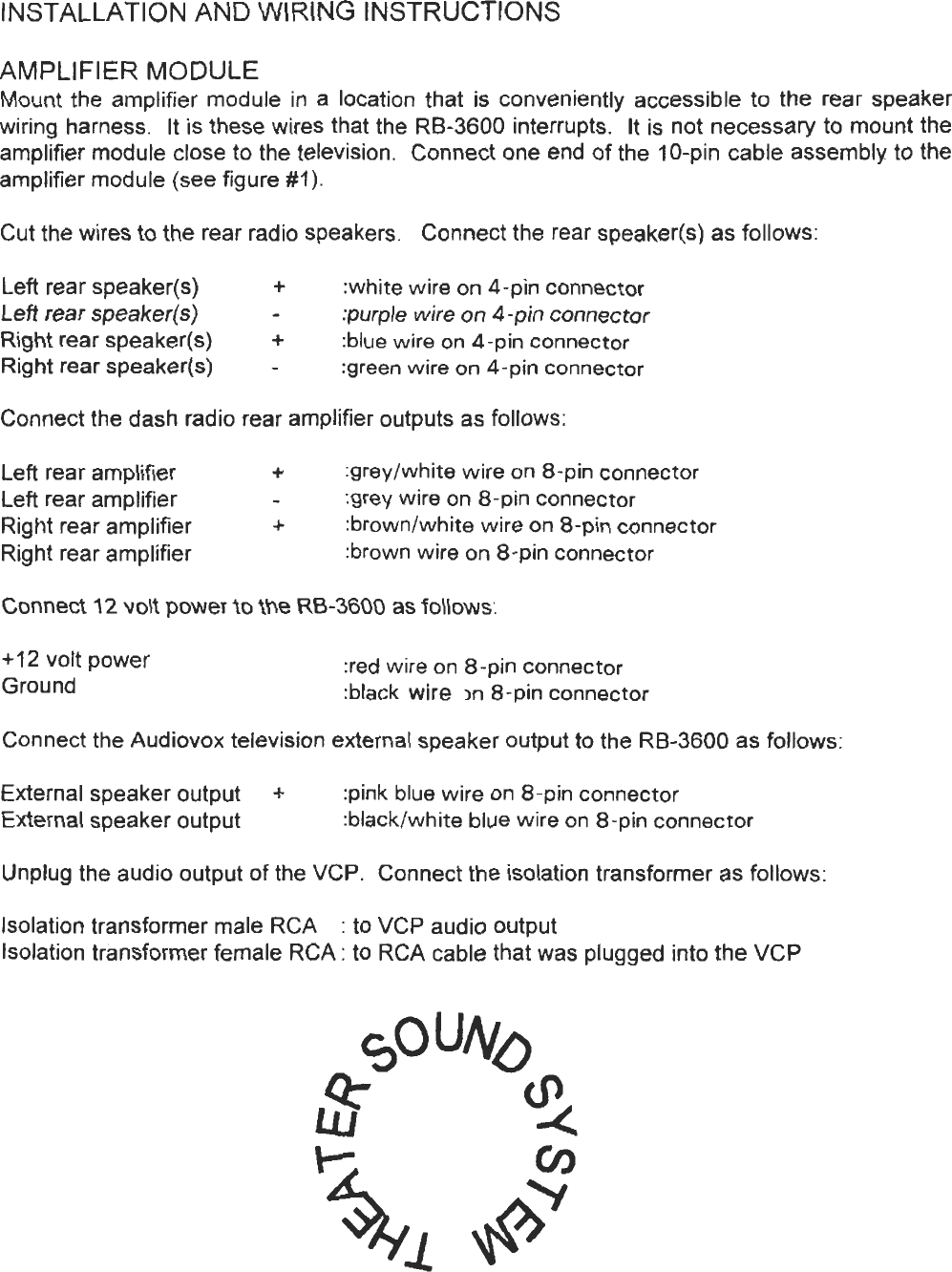 Page 3 of 6 - Audiovox Audiovox-Rb3600-Users-Manual- RB-3600  Audiovox-rb3600-users-manual