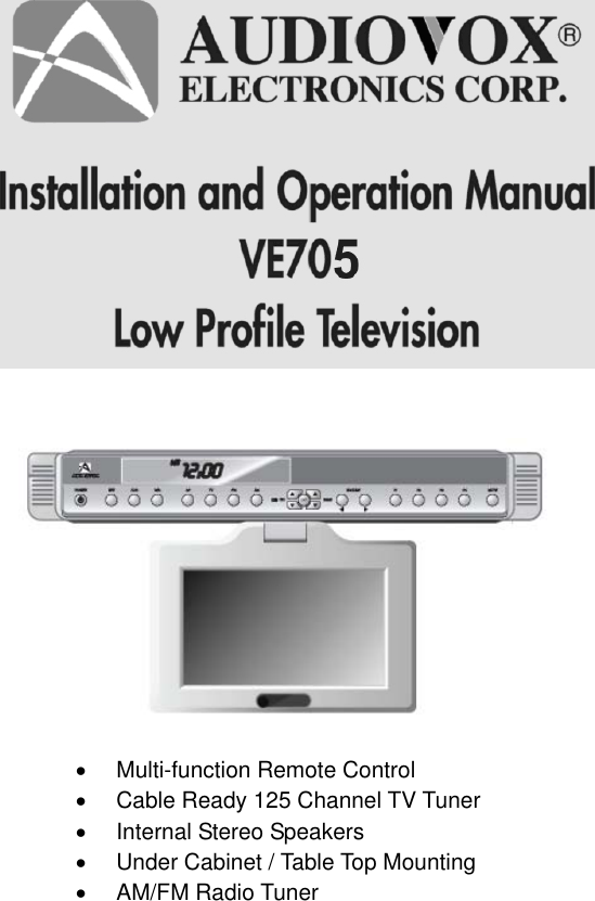 Audiovox Ve705 Users Manual