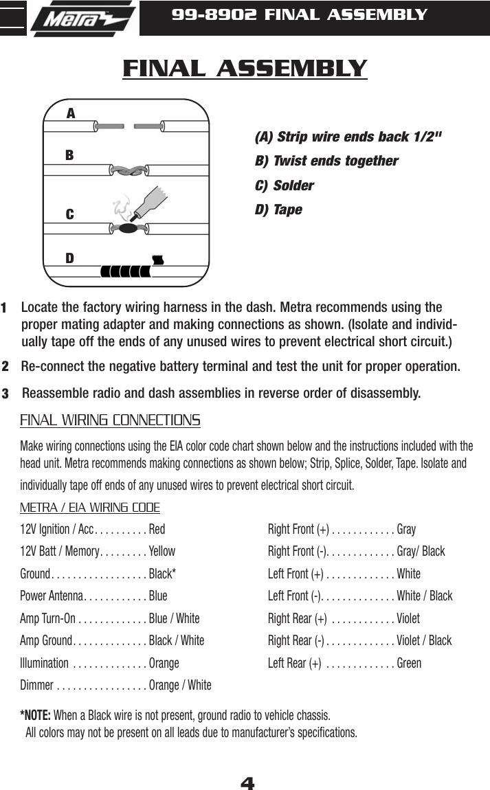 Metra Wire Harness Systems Application Chart