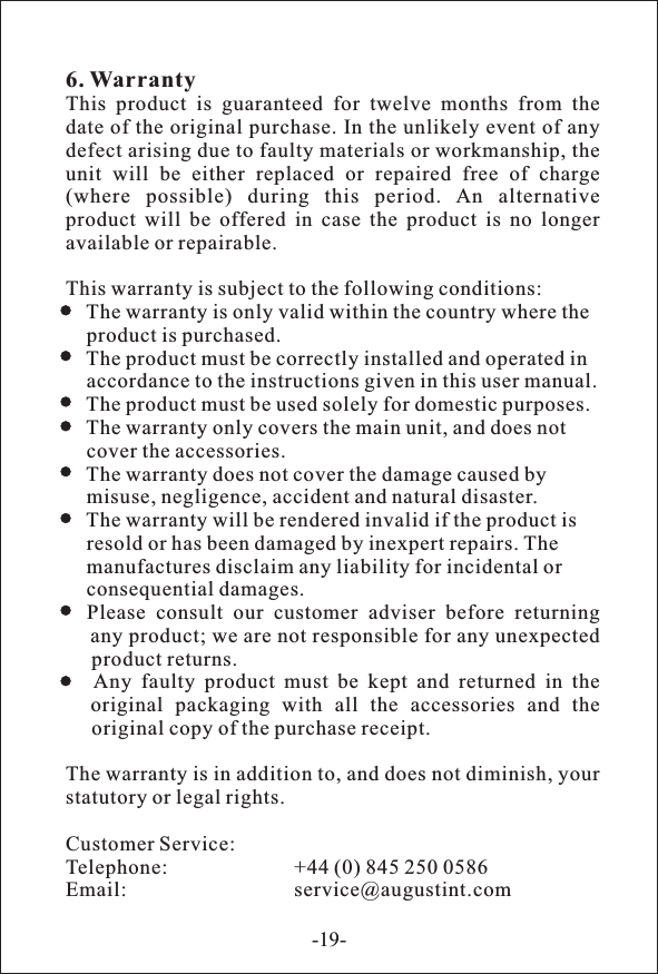 Page 12 of 12 - August T205 User Manual EN DVB-T205