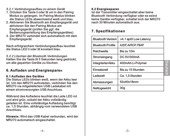 Page 4 of 6 - August MR270_manual_20160907 MR270 DE