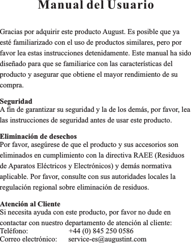 Page 1 of 9 - August VGB100_ Manual_es_20160909 VGB100 ES