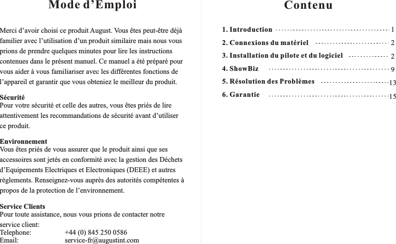 Page 1 of 9 - August VGB100_ Manual_fr_20160909 VGB100 FR