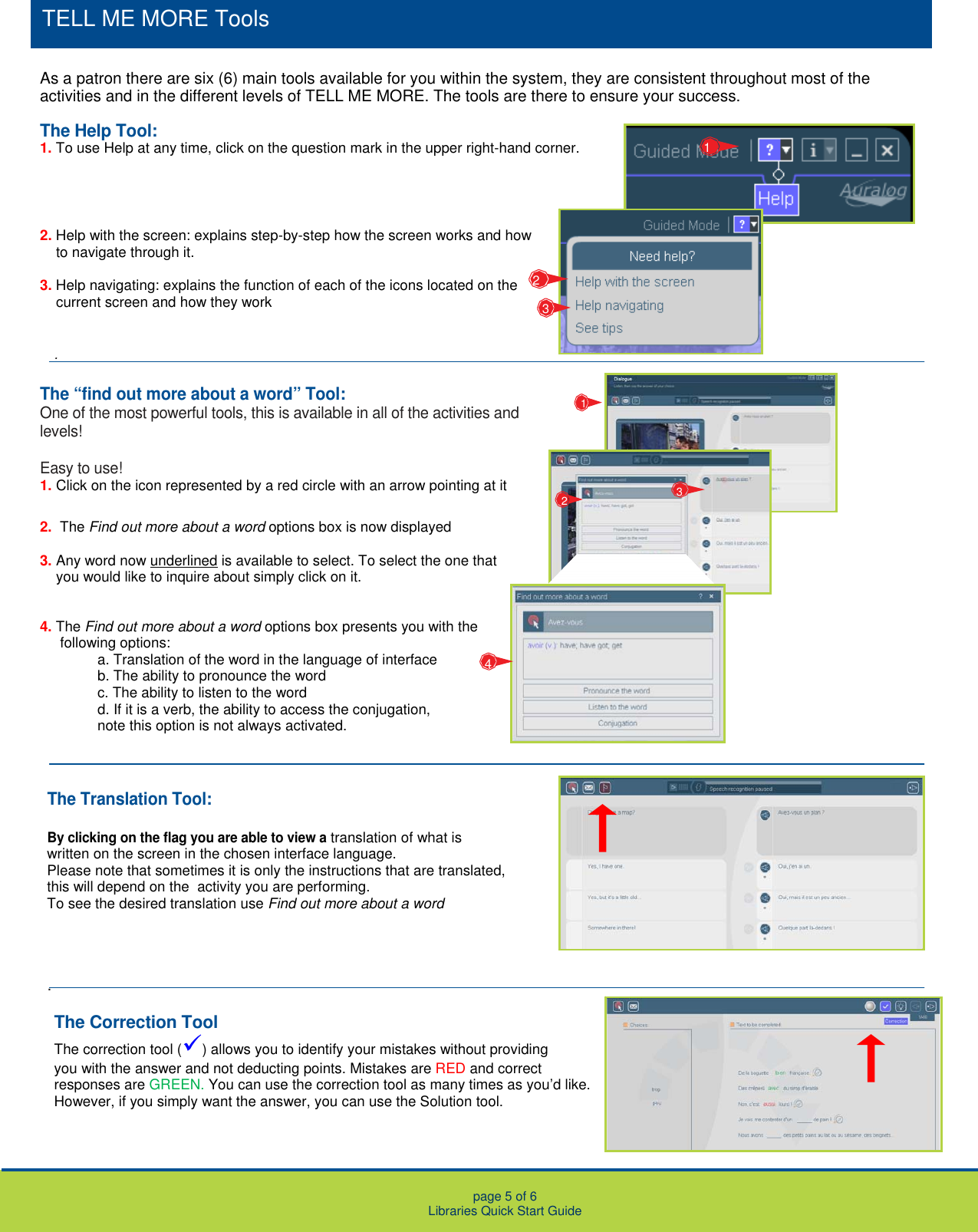 Page 5 of 6 - Auralog Auralog-Tell-Me-More-Language-Learning-Quick-Start-Manual Libraries_QuickStartGuide