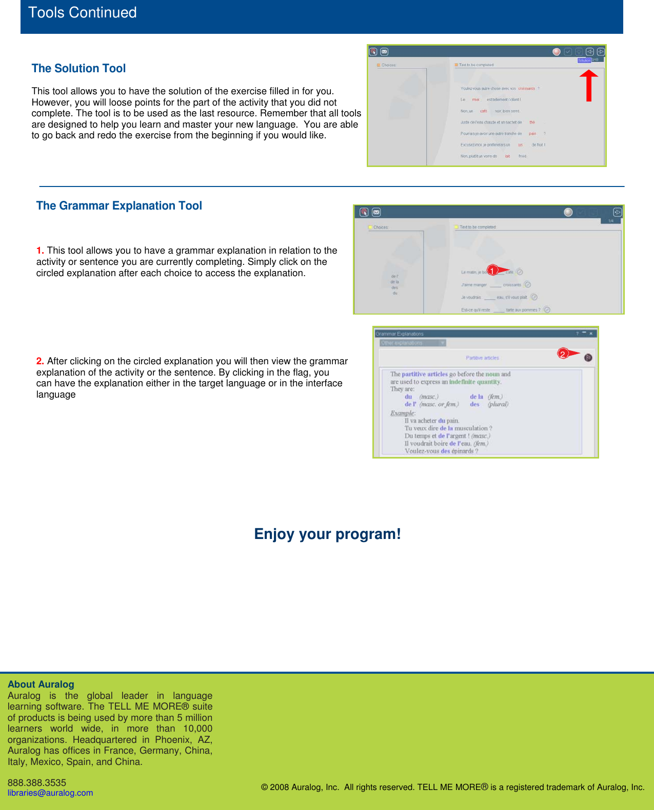 Page 6 of 6 - Auralog Auralog-Tell-Me-More-Language-Learning-Quick-Start-Manual Libraries_QuickStartGuide