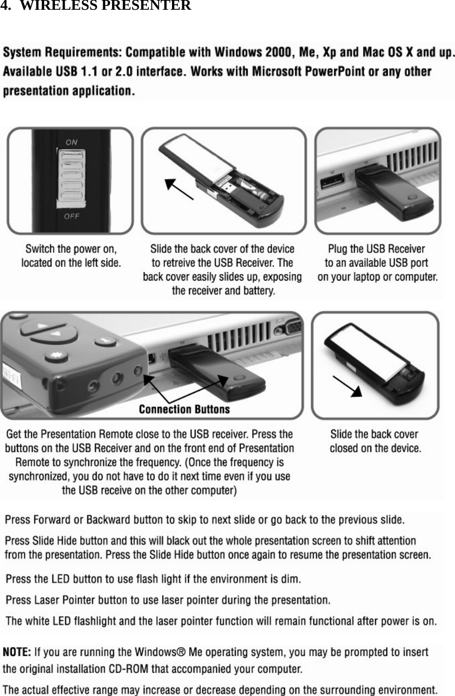 Aurora Office Equipment WR100 WiFi Locator and Presentation Remote User