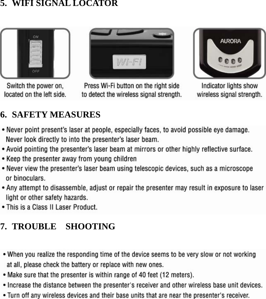 Aurora Office Equipment WR100 WiFi Locator and Presentation Remote User
