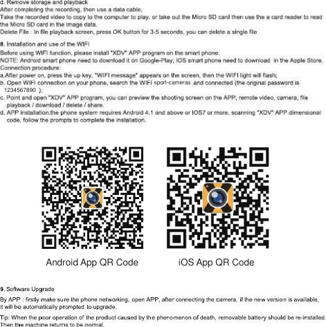  1234567890 sport-cameras  Android App QR Code iOS App QR Code 