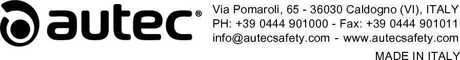 Via Pomaroli, 65 - 36030 Caldogno (VI), ITALYPH: +39 0444 901000 - Fax: +39 0444 901011info@autecsafety.com - www.autecsafety.comMADE IN ITALY