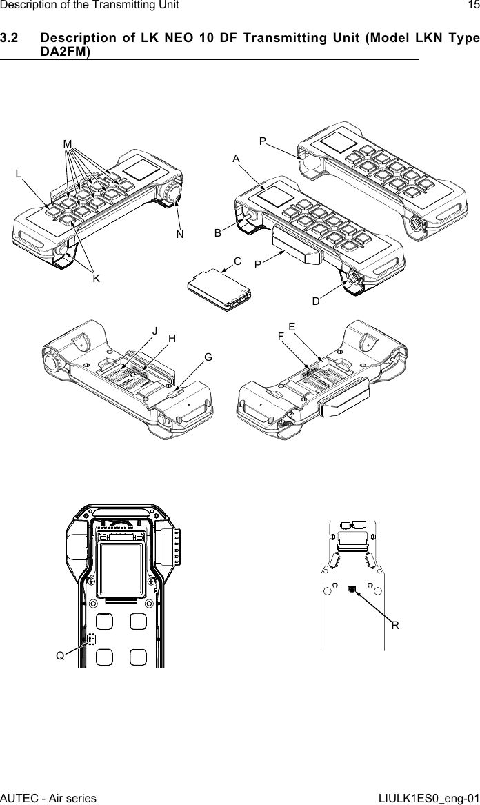 3.2  Description of LK NEO 10 DF Transmitting Unit (Model LKN Type DA2FM)ABCDEFGHJKLMNPPQRAUTEC - Air seriesDescription of the Transmitting Unit 15LIULK1ES0_eng-01