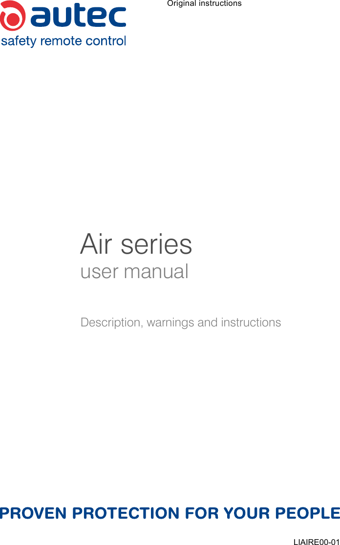 Original instructionsDescription, warnings and instructionsAir seriesuser manualLIAIRE00-01