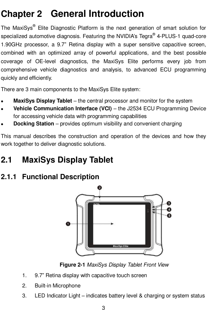 Page 10 of Autel Intelligent Technology MAXISYSELITE2 AUTOMOTIVE DIAGNOSTIC & ANALYSIS SYSTEM User Manual 