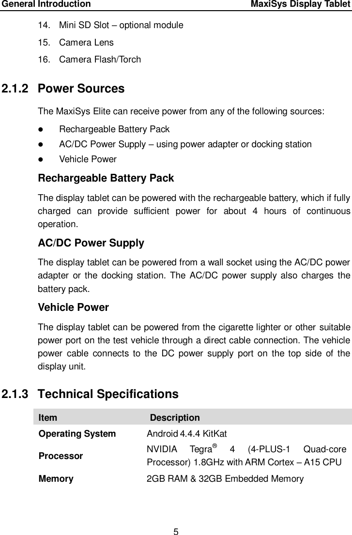 Page 12 of Autel Intelligent Technology MAXISYSELITE2 AUTOMOTIVE DIAGNOSTIC & ANALYSIS SYSTEM User Manual 