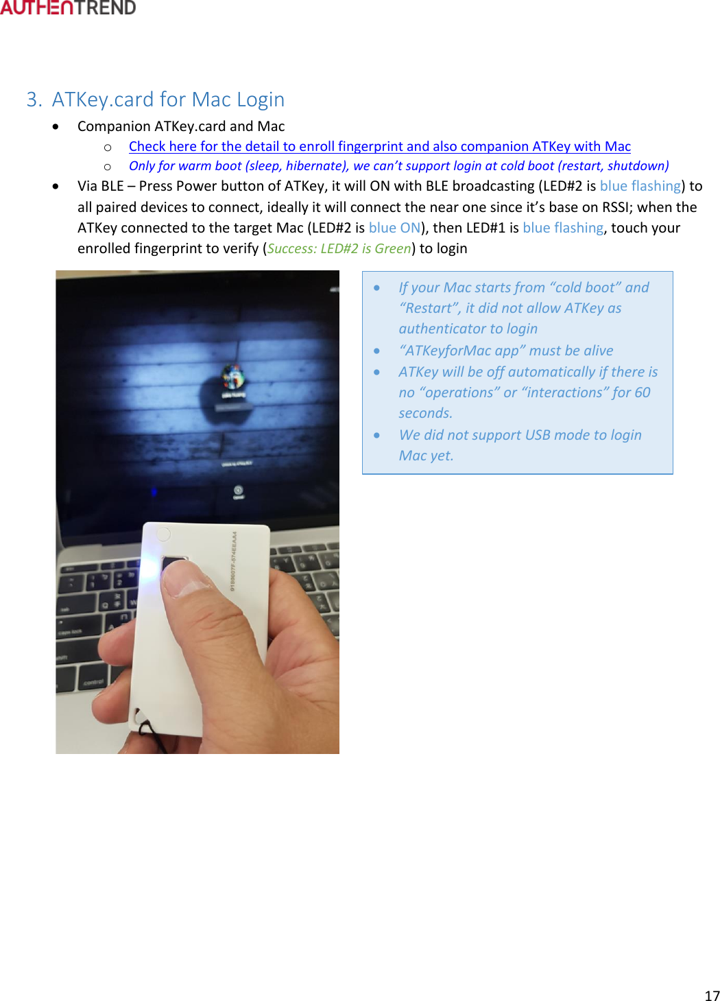 Page 18 of Authentrend TECHNOLOGY ATKEYCARD1 ATKey.card User Manual ATKey card User Guide